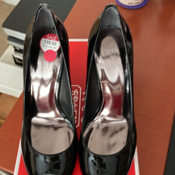 New Coach black peep toe wedge shoes - Picture 3 of 8